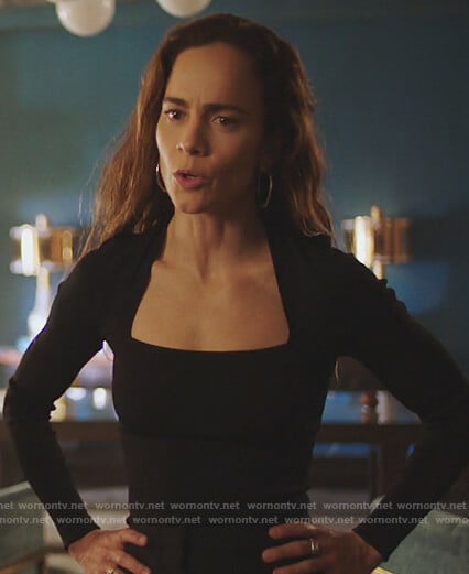 Teresa's black square neck top on Queen of the South