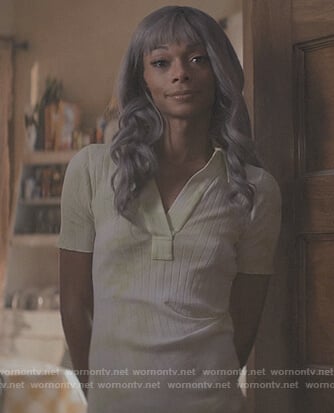 Imani's yellow tie die polo dress on The Chi