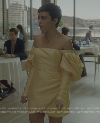 Ari's yellow puff sleeve dress on Elite