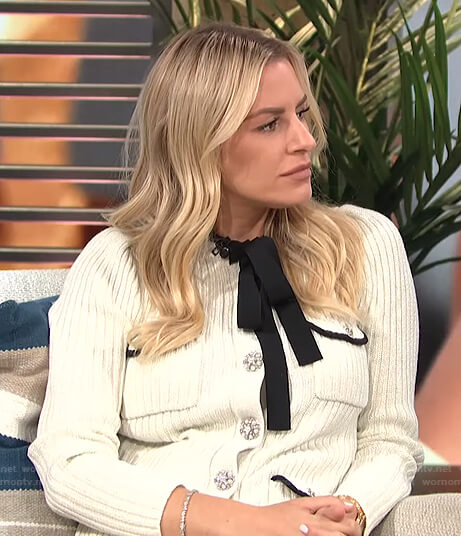 Morgan's Ivory ribbed tie neck mini dress on E! News Daily Pop
