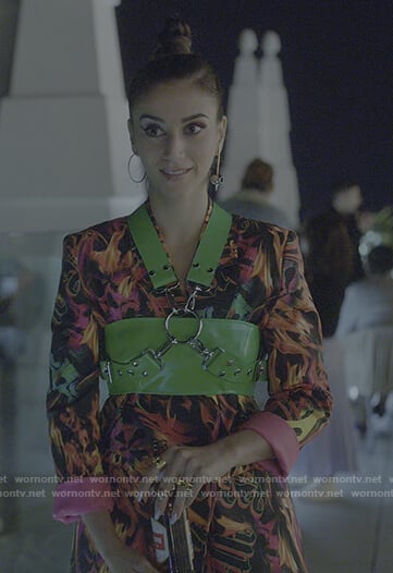 Rebeca's flame printed blazer dress on Elite