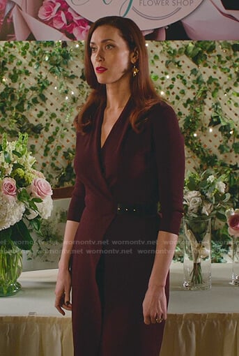 Abigail's burgundy wrap dress on Good Witch