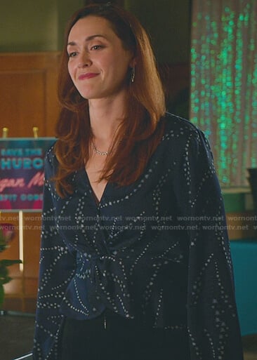 Abigail's navy star print twisted top on Good Witch