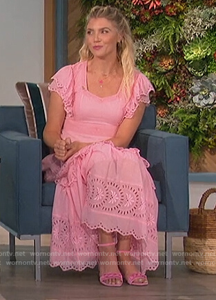 Amanda's pink eyelet ruffle dress on The Talk