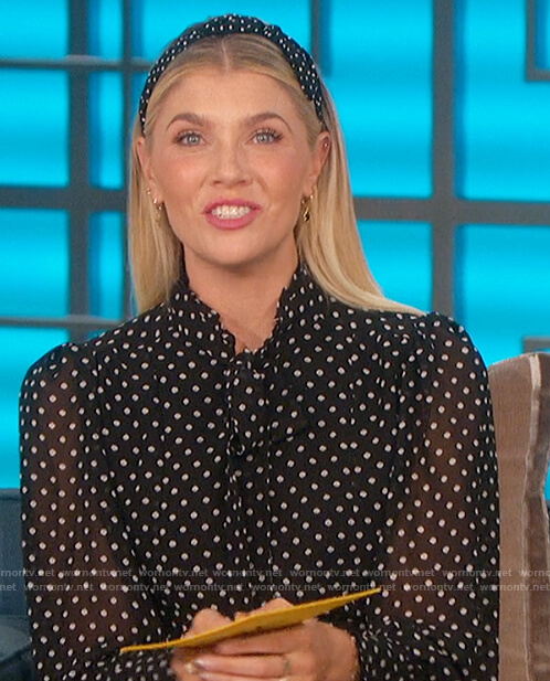 Amanda's black poker dot dress on The Talk