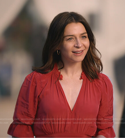 Amelia's red v-neck dress on Greys Anatomy