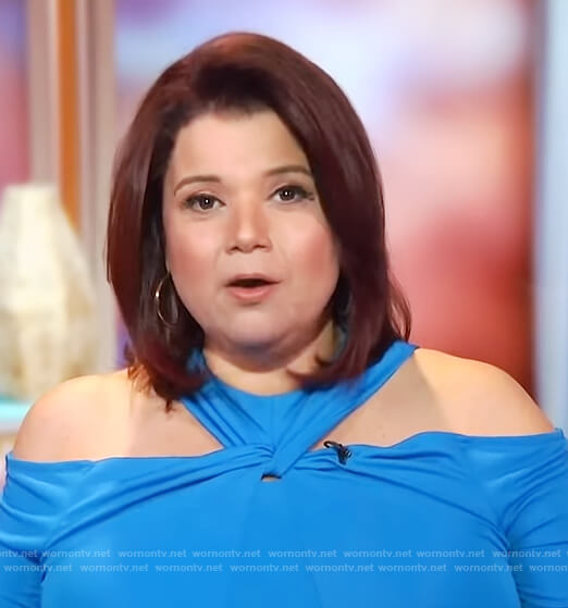 Ana's blue twist neck top on The View