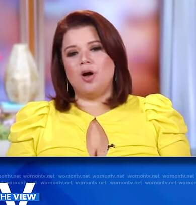 Ana's yellow keyhole blouse on The View