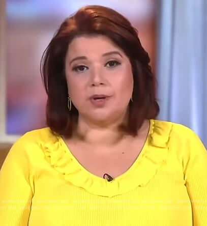 Ana yellow ruffle neck sweater on The View