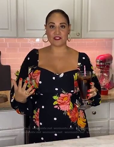 Alejandra's black floral and polka dot dress on Today