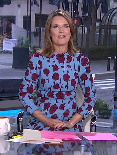 Savannah's blue rose print dress on Today