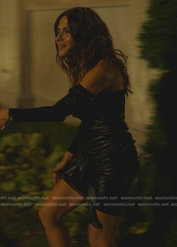 Billie's black ruffle mini dress on Sex/Life
