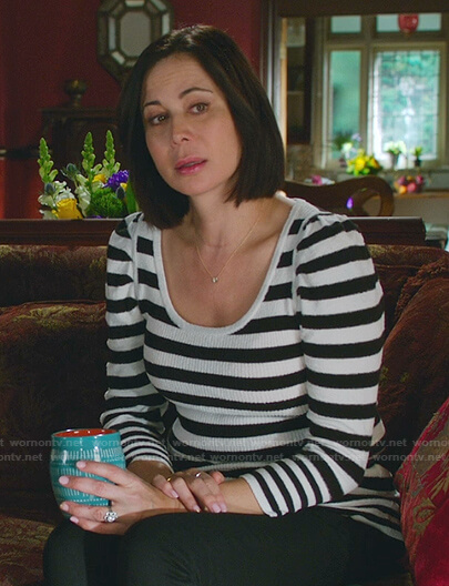 Cassie's black and white striped sweater on Good Witch