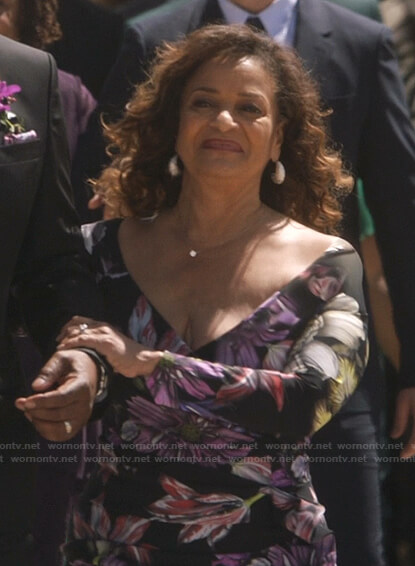 Catherine’s black floral dress on Greys Anatomy