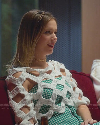 Cayetana’s white cutout top and gingham top on Elite