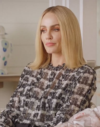 Laura's checked ruffle trim blouse on All American
