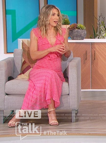 Debbie Matenopoulos's pink polka dot dress on The Talk