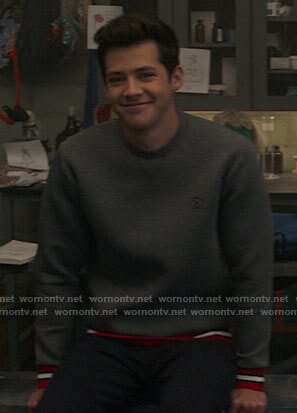EJ's grey sweatshirt with red trim on High School Musical The Musical The Series