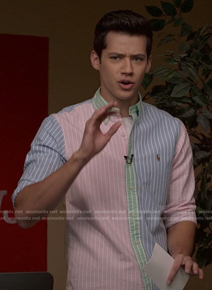 EJ's pastel colorblock striped shirt on High School Musical The Musical The Series