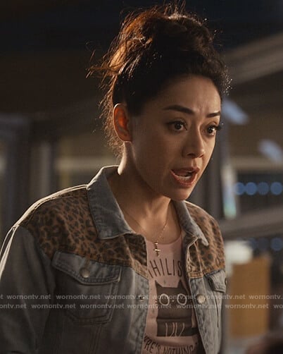 Ella's pink cat print tee on Lucifer