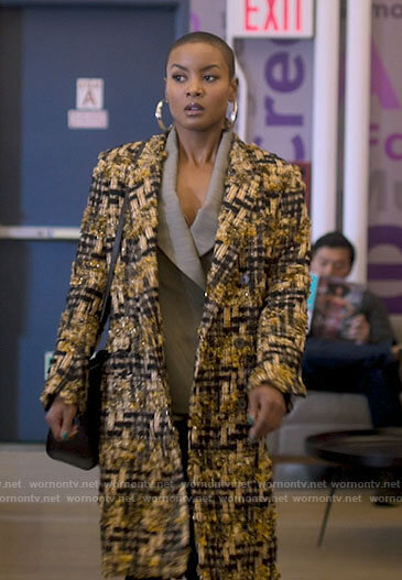 Ella's yellow tweed coat on Run the World