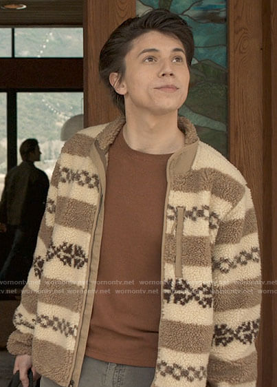 Felix's printed fleece jacket on Love Victor