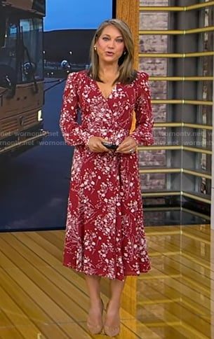 Ginger's red floral wrap dress on Good Morning America