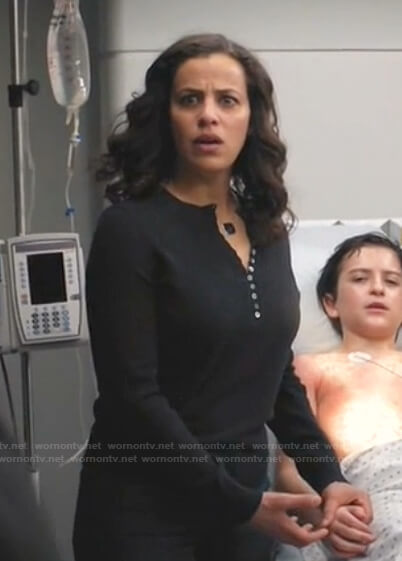 Grace's dark grey henley sweater on Manifest