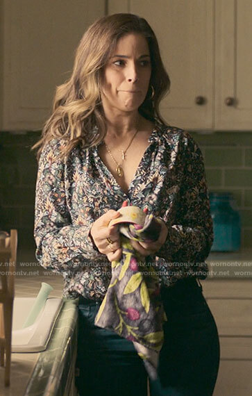 Isabel's floral v-neck blouse on Love Victor