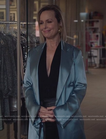 Jacqueline's blue satin dress on The Bold Type