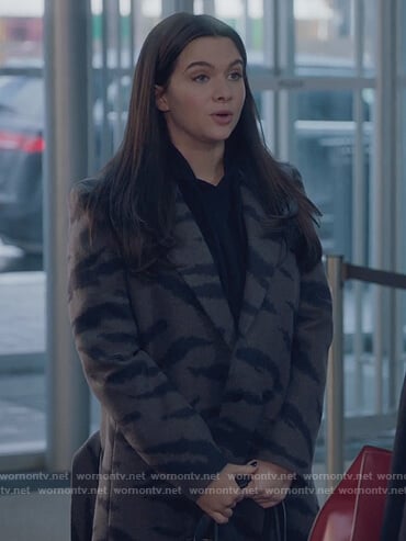 Jane's gray tiger stripe coat on The Bold Type