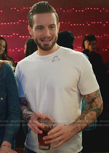 Josh's white heart print tee on Younger