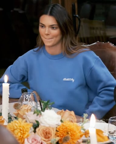 Kendall's blue sweatshirt on Keeping Up with the Kardashians