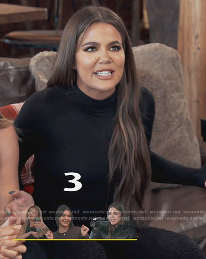 Khloe's black turtleneck bodysuit on Keeping Up with the Kardashians