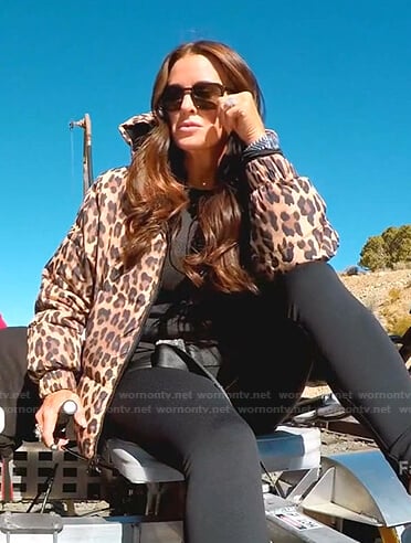 Kyle's leopard hooded puffer jacket on The Real Housewives of Beverly Hills