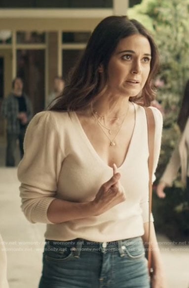 Lana's white v-neck puff sleeve sweater on Superman and Lois