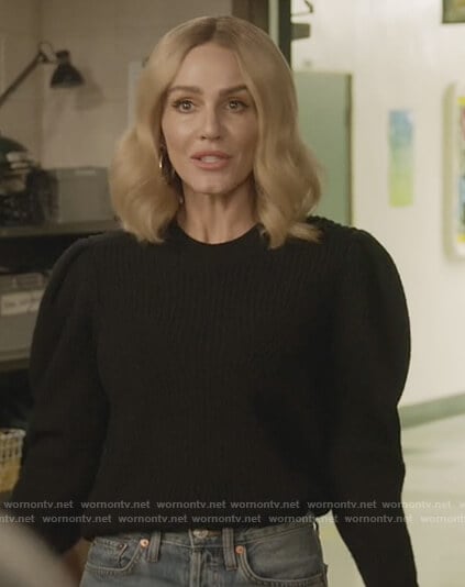 Laura's black puff sleeve sweater on All American