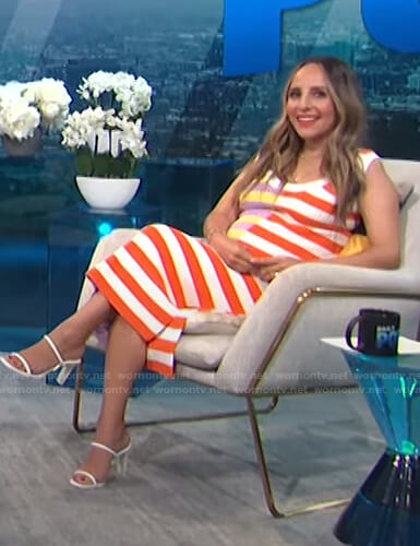 Lilliana's striped sleeveless knit dress on E! News Daily Pop
