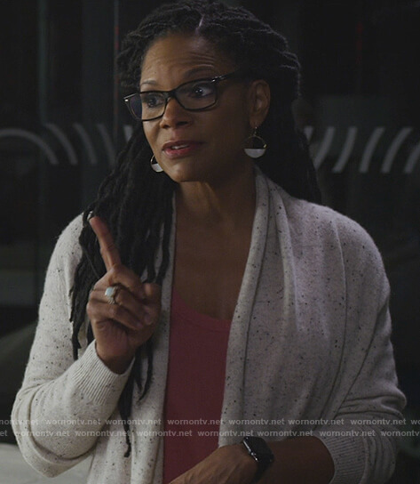 Liz's white speckled cardigan on The Good Fight