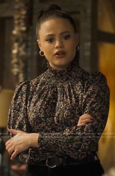 Maggie's paisley smocked neck blouse on Charmed