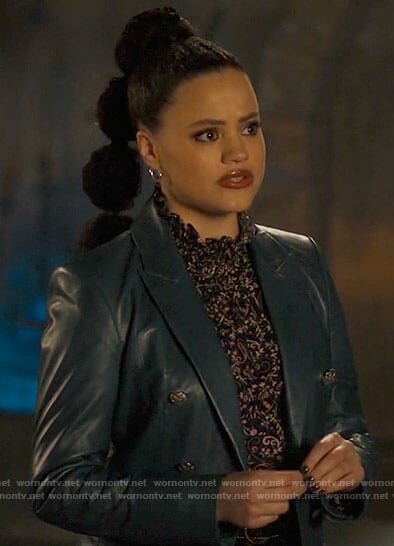 Maggie's teal blue leather blazer on Charmed