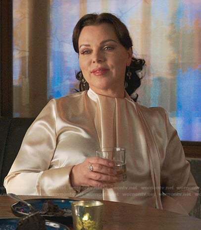 Maggie's ivory tie neck satin blouse on Younger