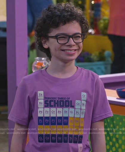Matteo's purple periodic print tee on Bunkd