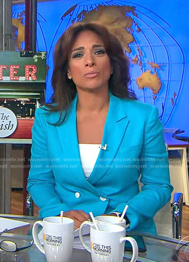 Michelle Miller's turquoise blue blazer on CBS This Morning