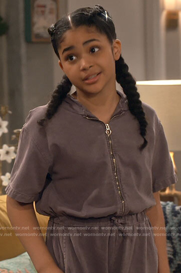 Millicent's zip front hooded jumpsuit on iCarly