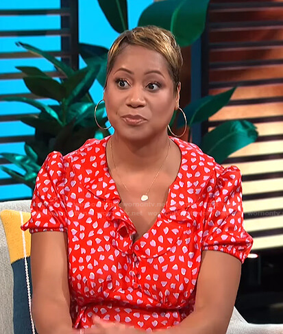 Monique's red heart print dress on E! News Daily Pop
