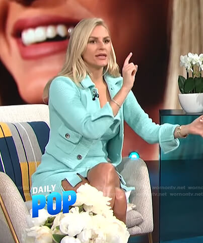 Morgan's blue knit jacket and dress on E! News Daily Pop