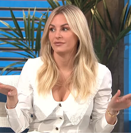 Morgan's ruffle trimmed collar blouse on E! News Daily Pop