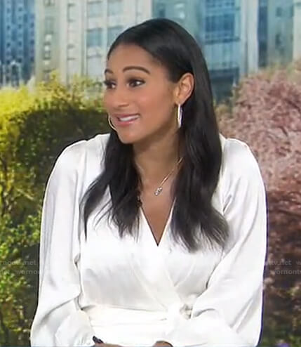 Morgan Radford's white wrap jumpsuit on Today