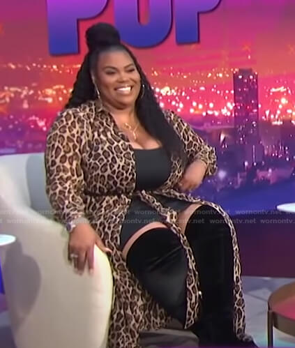 Nina's leopard print jacket on E! News Nightly Pop